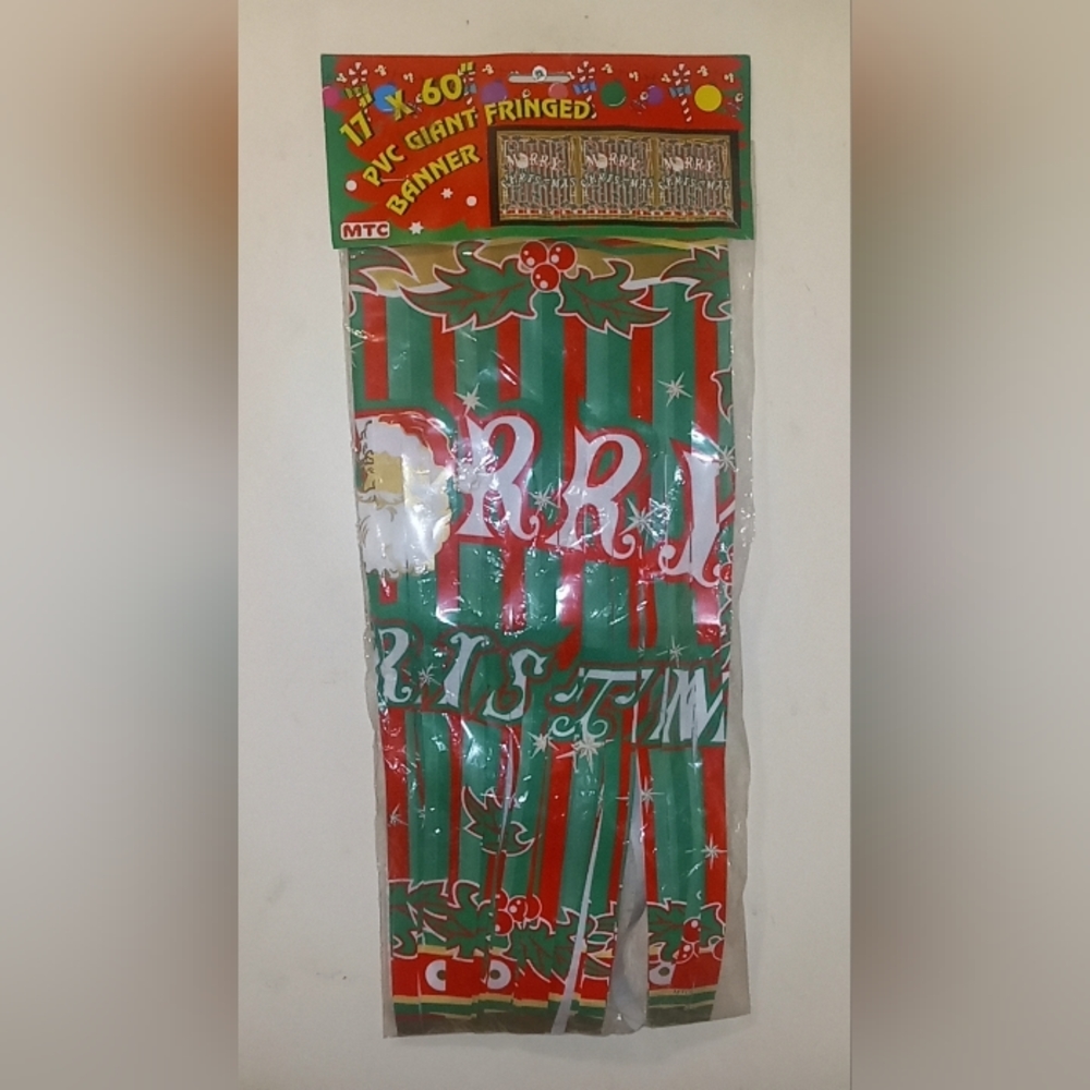 PVC Giant Fringed Merry Christmas Banner